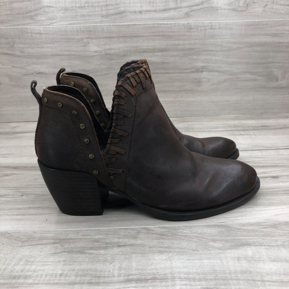 OTBT Ankle Boots Womens 6.5M Santa Fe Brown Leather Slip On Booties